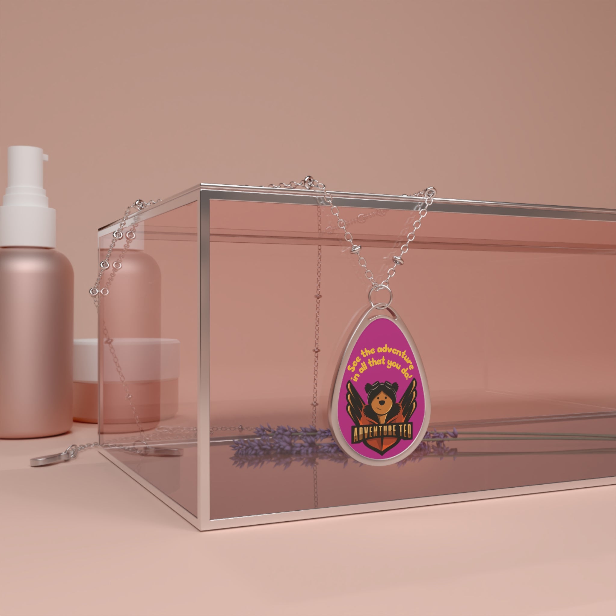 Pink Adventure Ted Oval Necklace