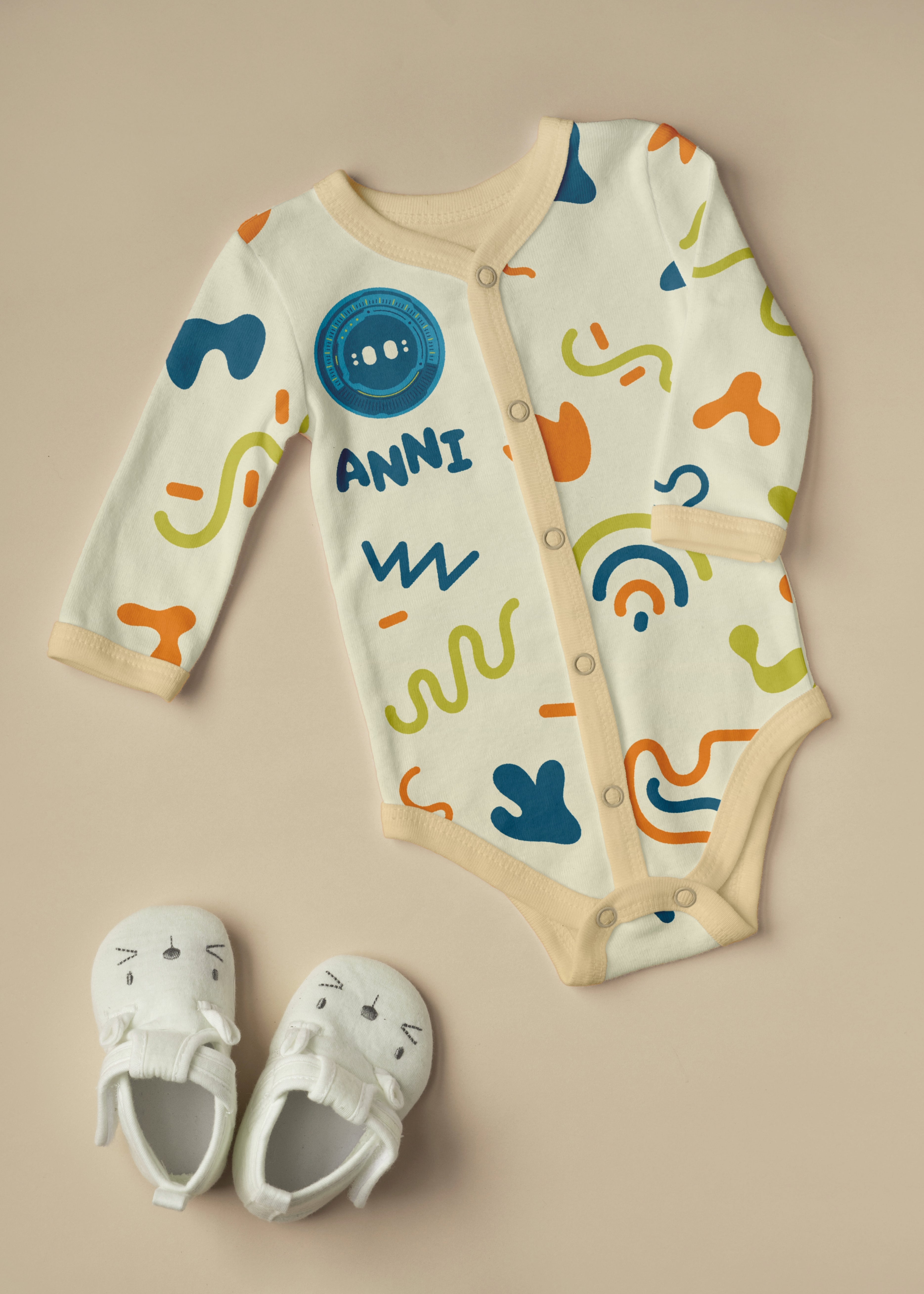 ANNI Doodle Baby Long-Sleeve Bodysuit