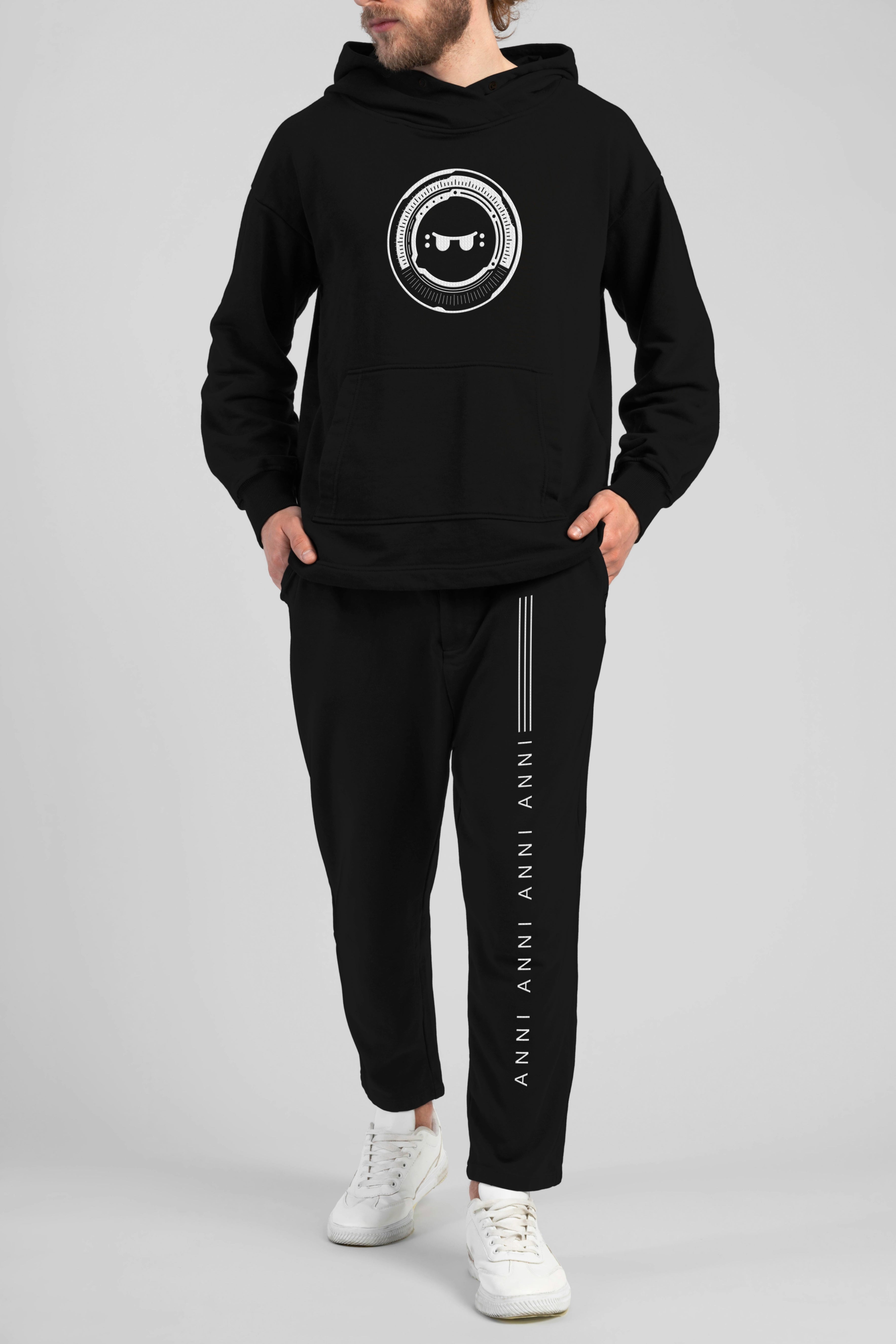 ANNI Black Sweatshirt and Sweatpants Set