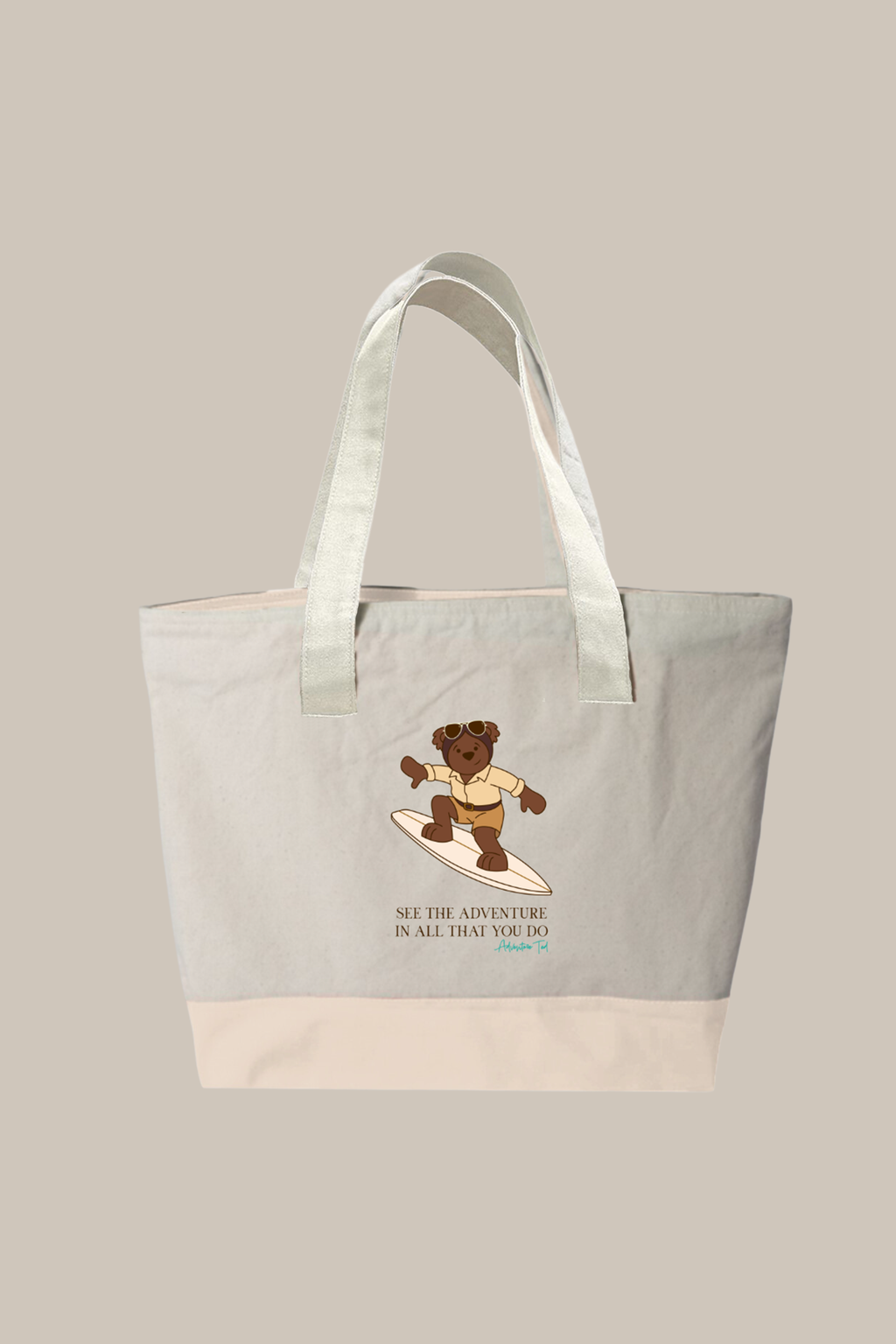 Zippered Tote 9L Beige - Adventure Ted Surfer Bag