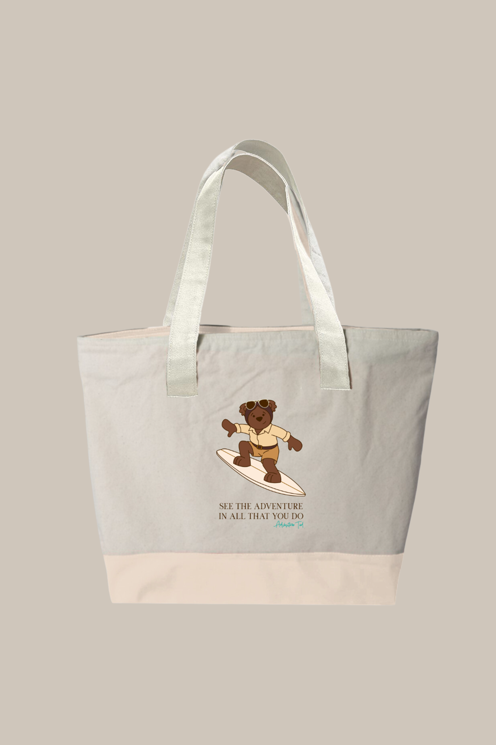 Zippered Tote 9L Beige - Adventure Ted Surfer Bag