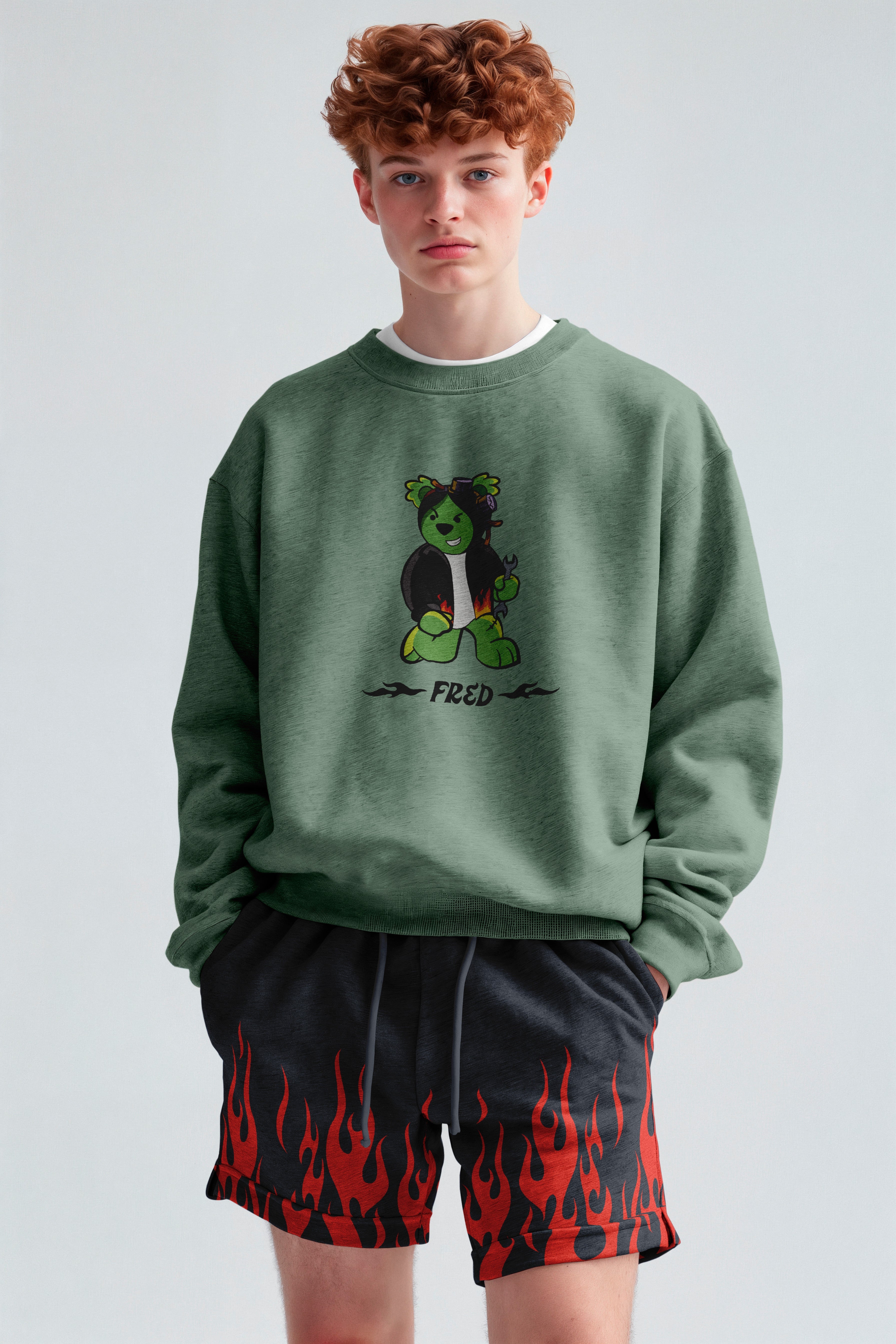 Misadventure Fred Everyday Green Sweater and Shorts Set