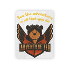 A completed 30-piece puzzle depicting a cartoon bear character with the text 'ADVENTURE TED' and the slogan 'See the adventure in all that you do!'.