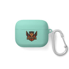 Aqua blue airpod case keychain featuring adventure ted logo